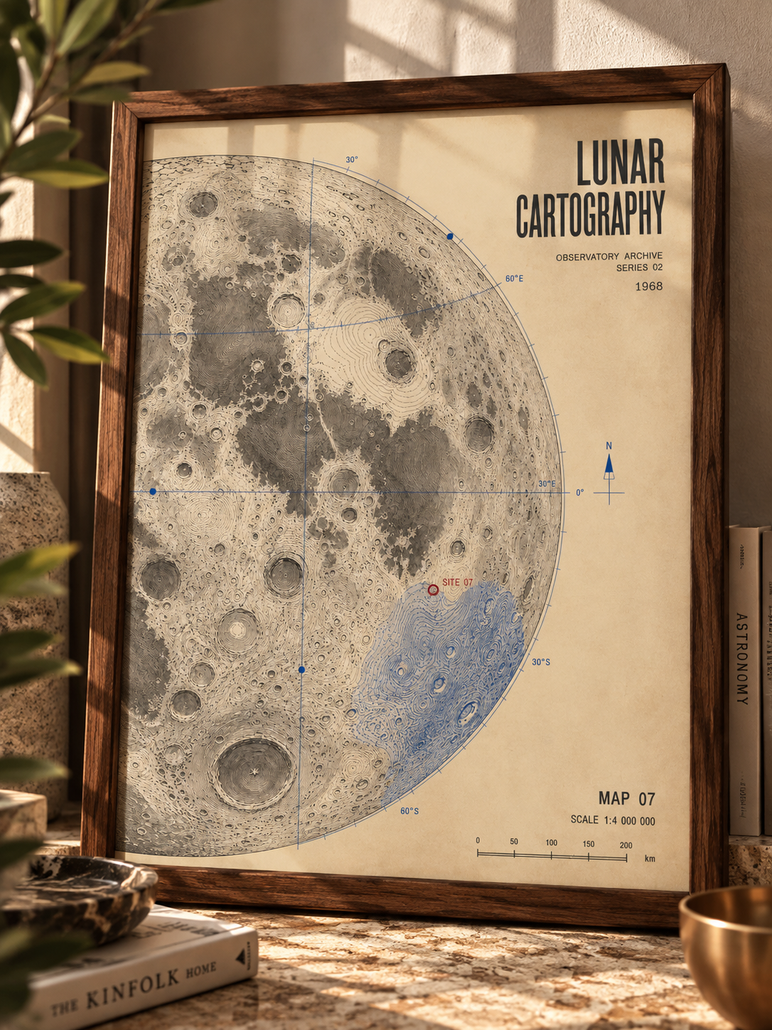 Ay Atlası Vintage Astronomi Duvar Tablosu