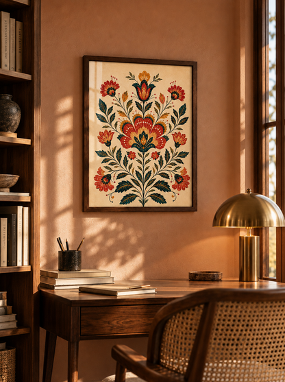 Çiçekli Miras Vintage Botanik Duvar Tablosu