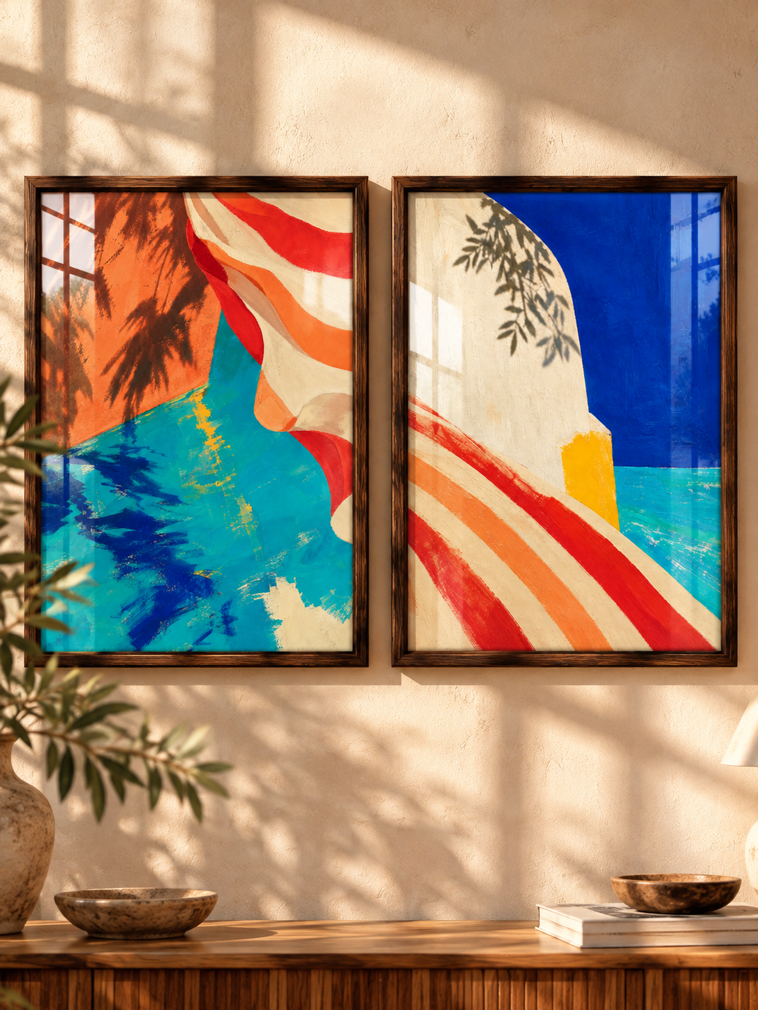 Flower and Wing - Oriental Bird Duo Wall Art