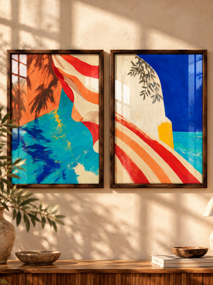 Flower and Wing - Oriental Bird Duo Wall Art