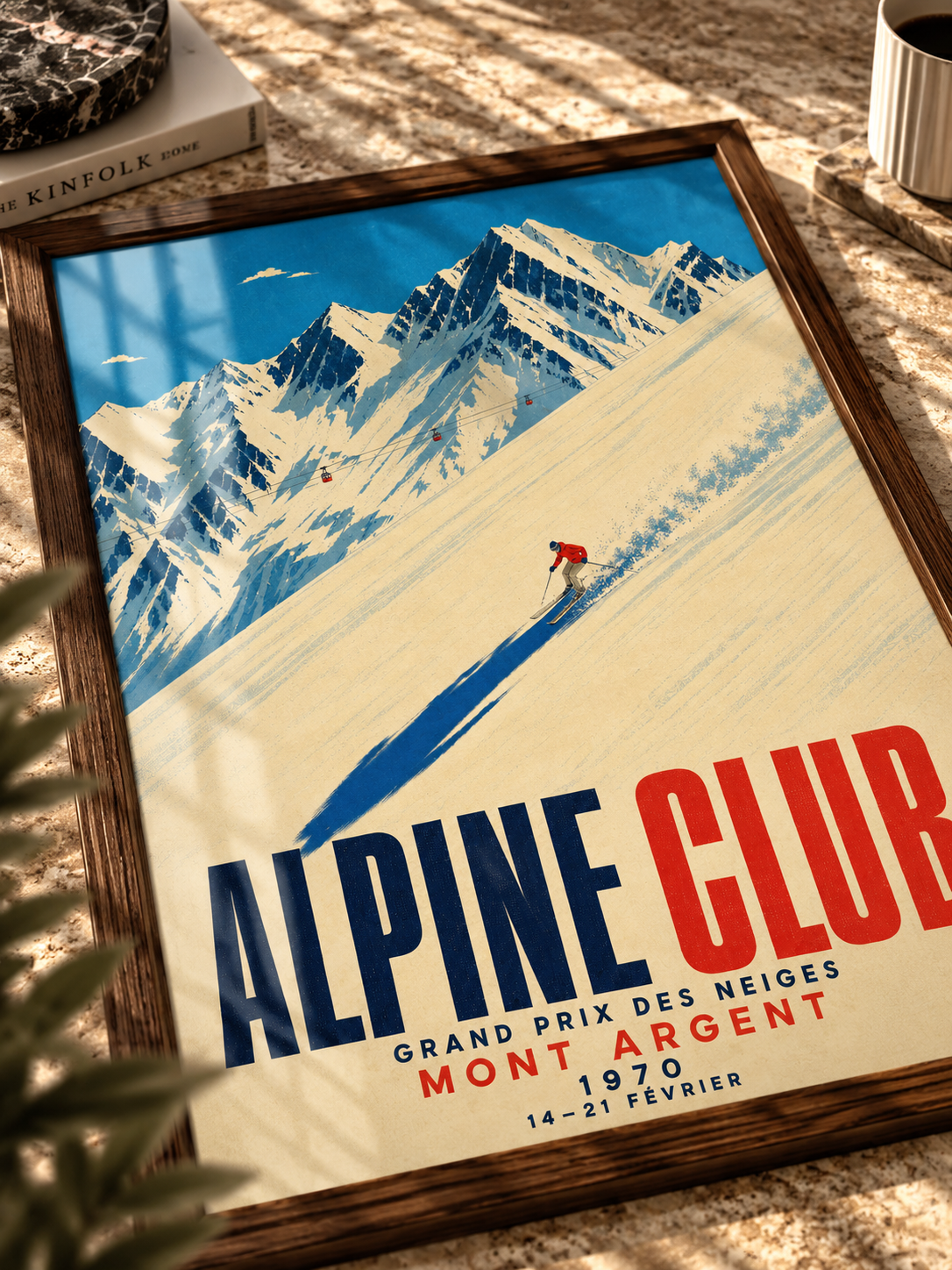 Alp Zirvesi Vintage Kayak ve Dağ Duvar Tablosu