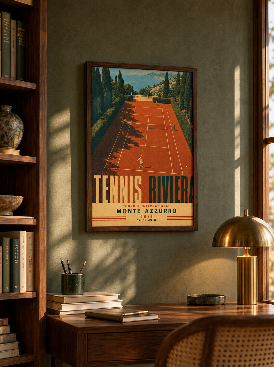 Riviera Kortu Vintage Tenis Duvar Tablosu