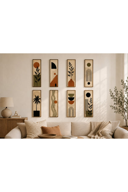 8 Parçalı Modern Bohem Duvar Tablo Seti | 19,5 x 51 cm – ürün görseli 4