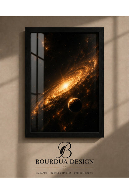 Black Hole 3’lü A3+ Çerçeveli Duvar Tablo Seti | Kara Delik Uzay Galaksi Tablosu | Siyah Gold Modern Duvar Dekoru – ürün görseli 4