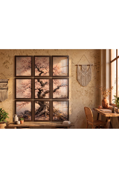 Sakura 9 Parçalı A3+ Duvar Tablo Seti | Japon Sanatı – ürün görseli 4