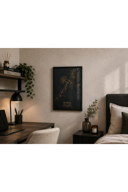 Tokyo Haritası A3+ Çerçeveli Duvar Tablosu | Siyah Gold Japonya Şehir Haritası | Modern Duvar Dekoru – Natural – ürün görseli 3