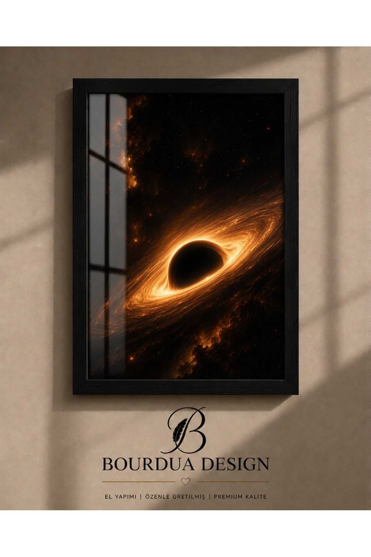 Black Hole 3’lü A3+ Çerçeveli Duvar Tablo Seti | Kara Delik Uzay Galaksi Tablosu | Siyah Gold Modern Duvar Dekoru – ürün görseli 5