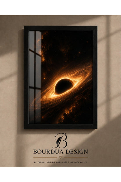 Black Hole 3’lü A3+ Çerçeveli Duvar Tablo Seti | Kara Delik Uzay Galaksi Tablosu | Siyah Gold Modern Duvar Dekoru – ürün görseli 5