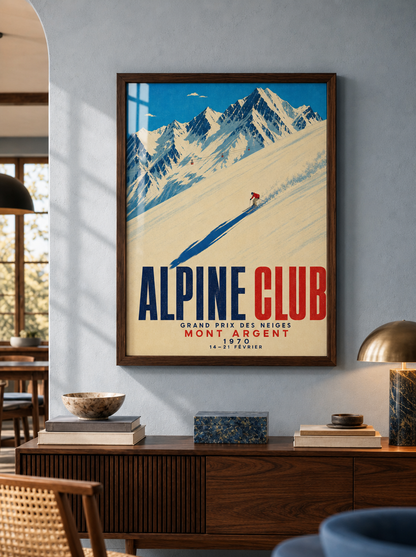 Alp Zirvesi Vintage Kayak ve Dağ Duvar Tablosu