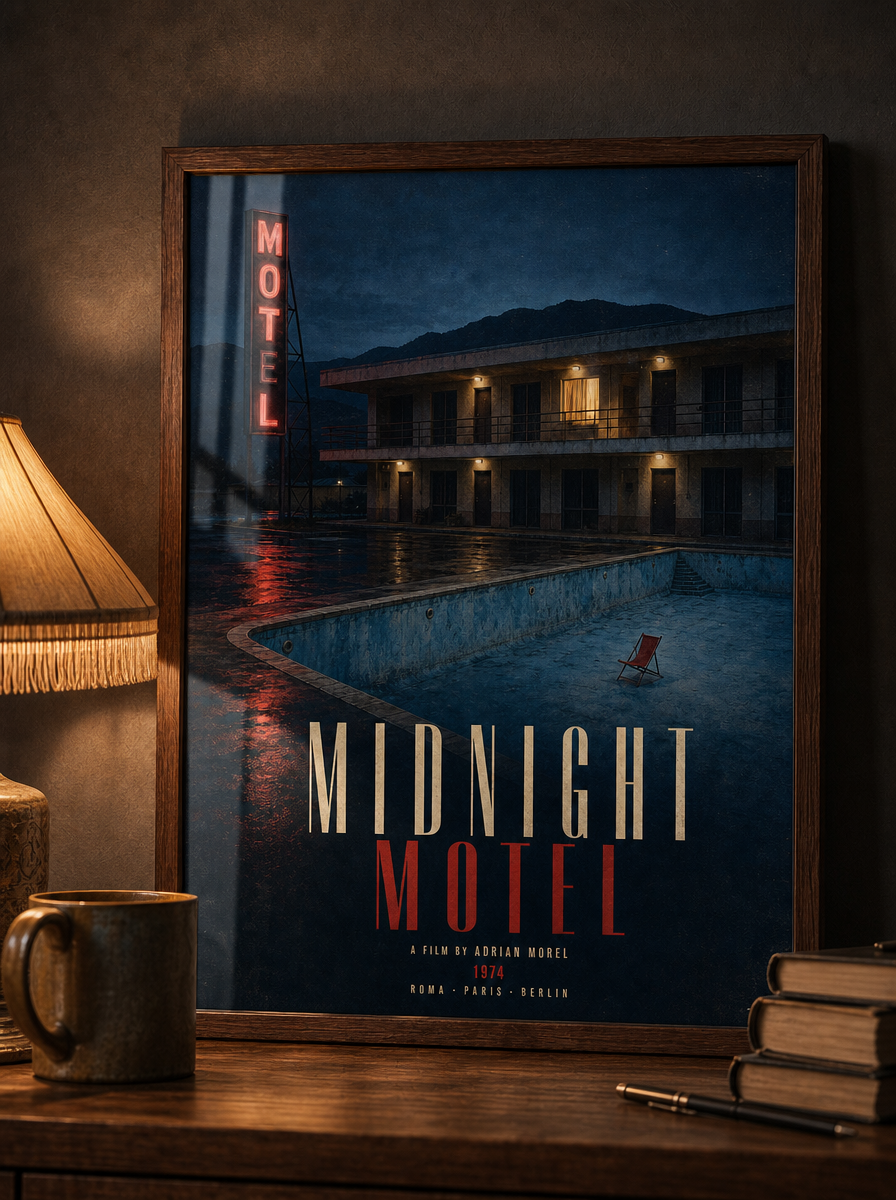 Gece Molası Vintage Sinematik Motel Duvar Tablosu