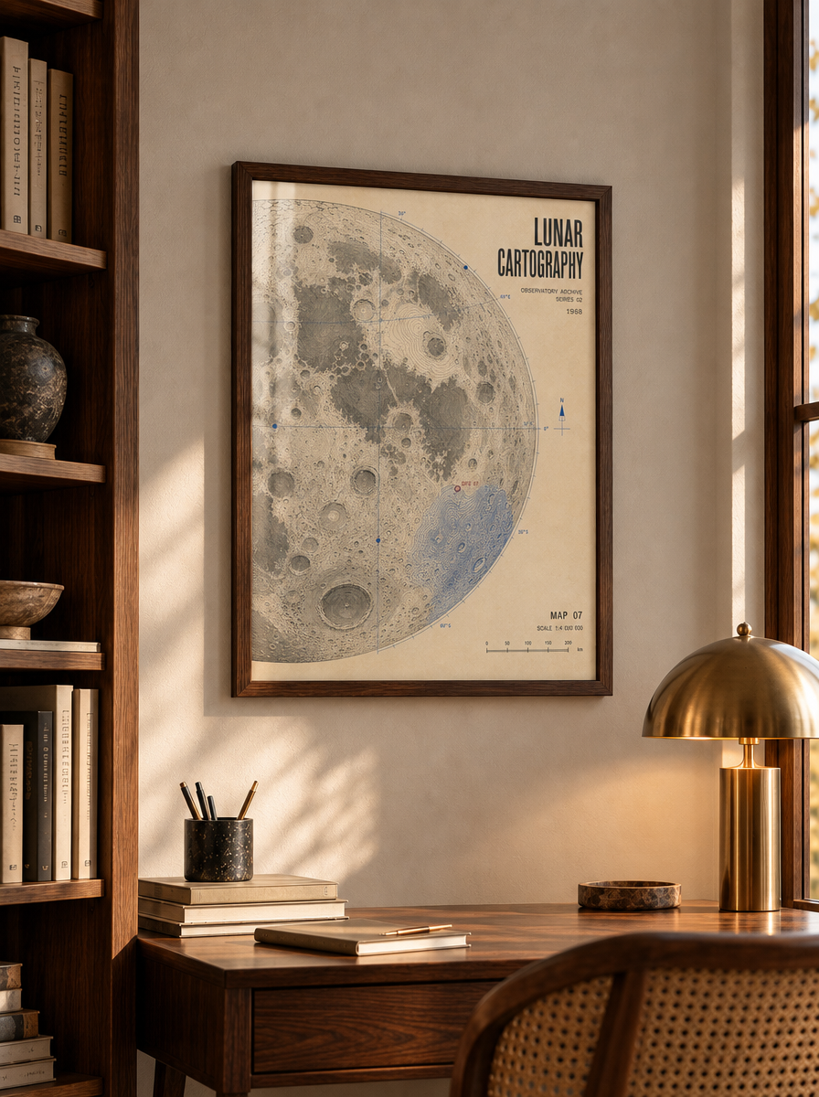 Ay Atlası Vintage Astronomi Duvar Tablosu