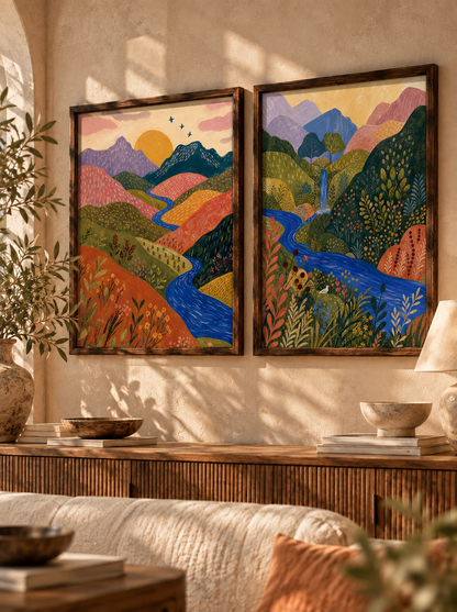 Flower and Wing - Oriental Bird Duo Wall Art