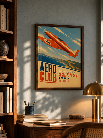 Riviera Uçuşu Vintage Uçak Duvar Tablosu