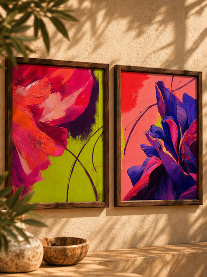 Flower and Wing - Oriental Bird Duo Wall Art