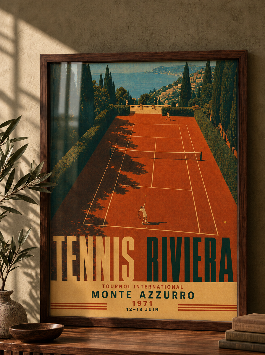 Riviera Kortu Vintage Tenis Duvar Tablosu
