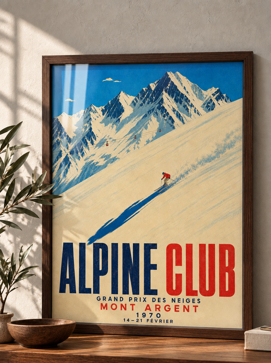 Alp Zirvesi Vintage Kayak ve Dağ Duvar Tablosu