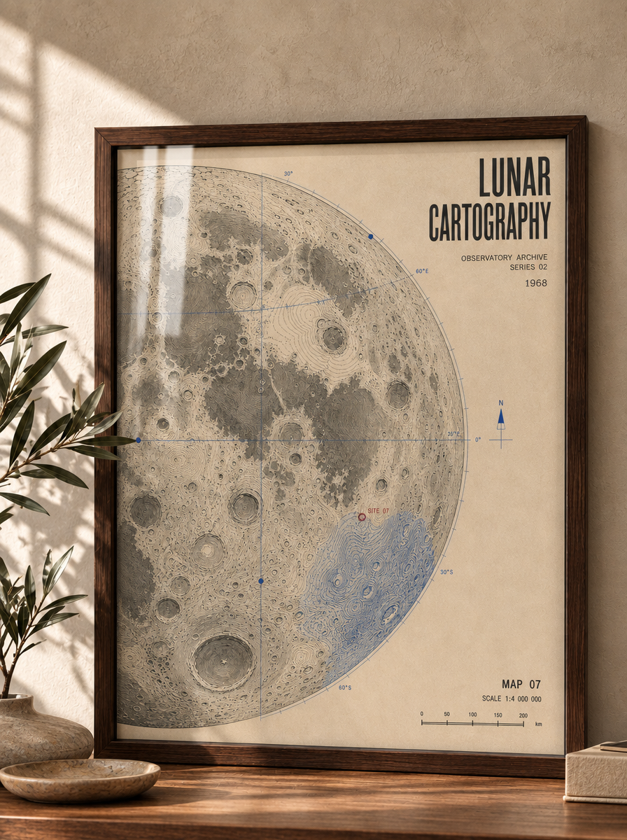 Ay Atlası Vintage Astronomi Duvar Tablosu
