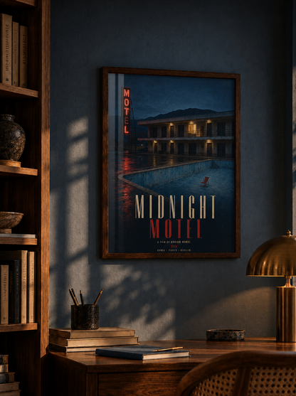 Gece Molası Vintage Sinematik Motel Duvar Tablosu