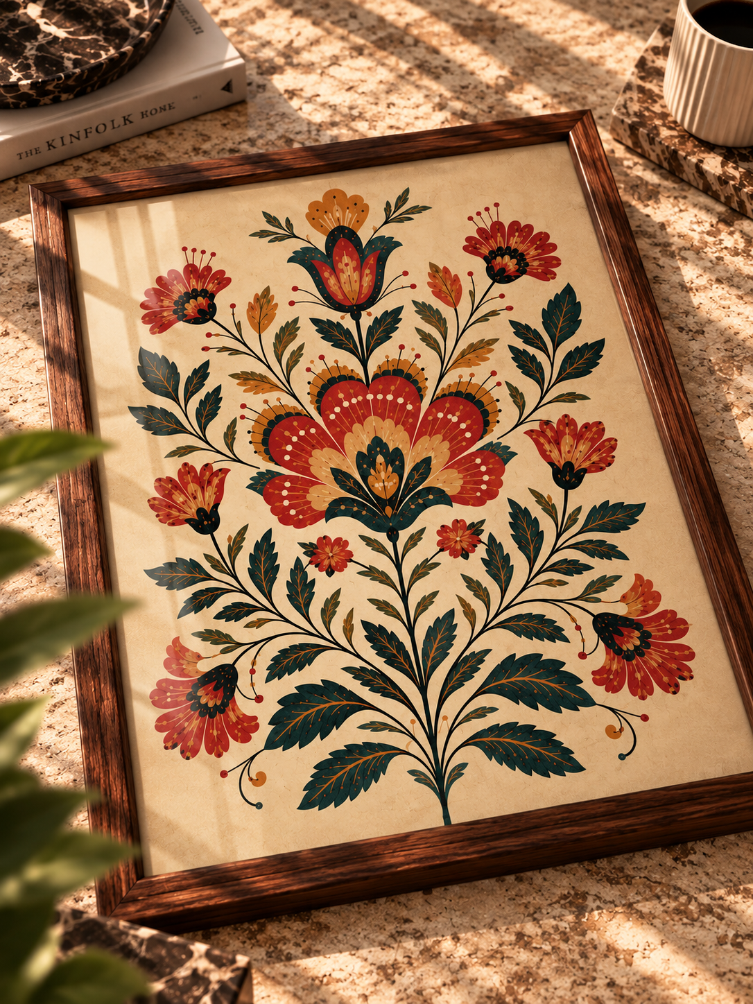Çiçekli Miras Vintage Botanik Duvar Tablosu
