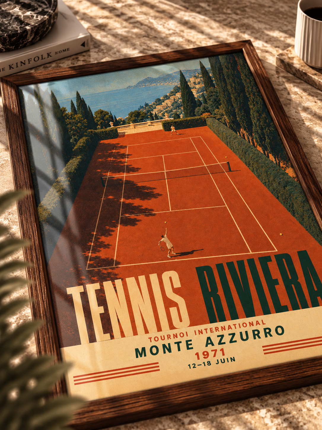 Riviera Kortu Vintage Tenis Duvar Tablosu