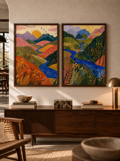 Flower and Wing - Oriental Bird Duo Wall Art