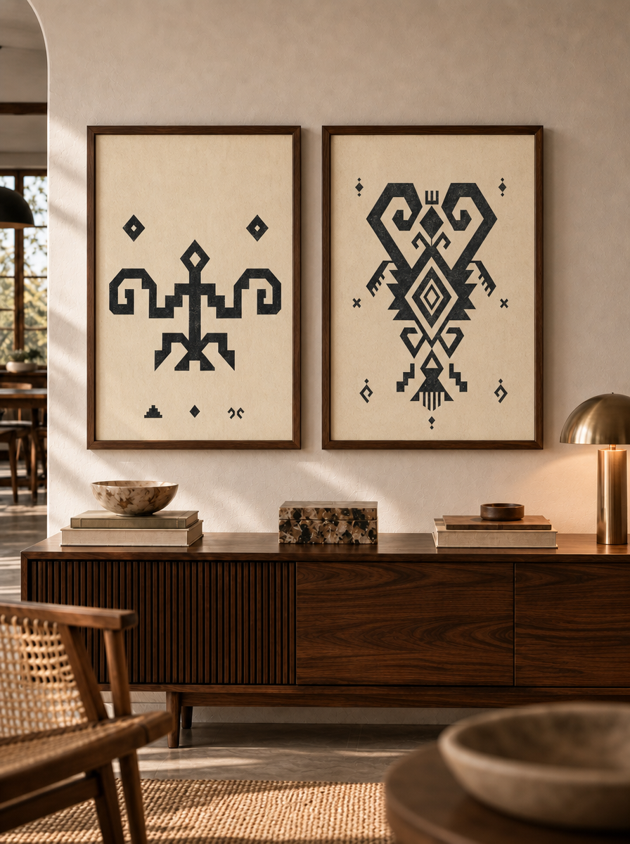 Flower and Wing - Oriental Bird Duo Wall Art