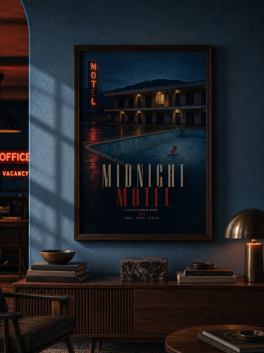 Gece Molası Vintage Sinematik Motel Duvar Tablosu