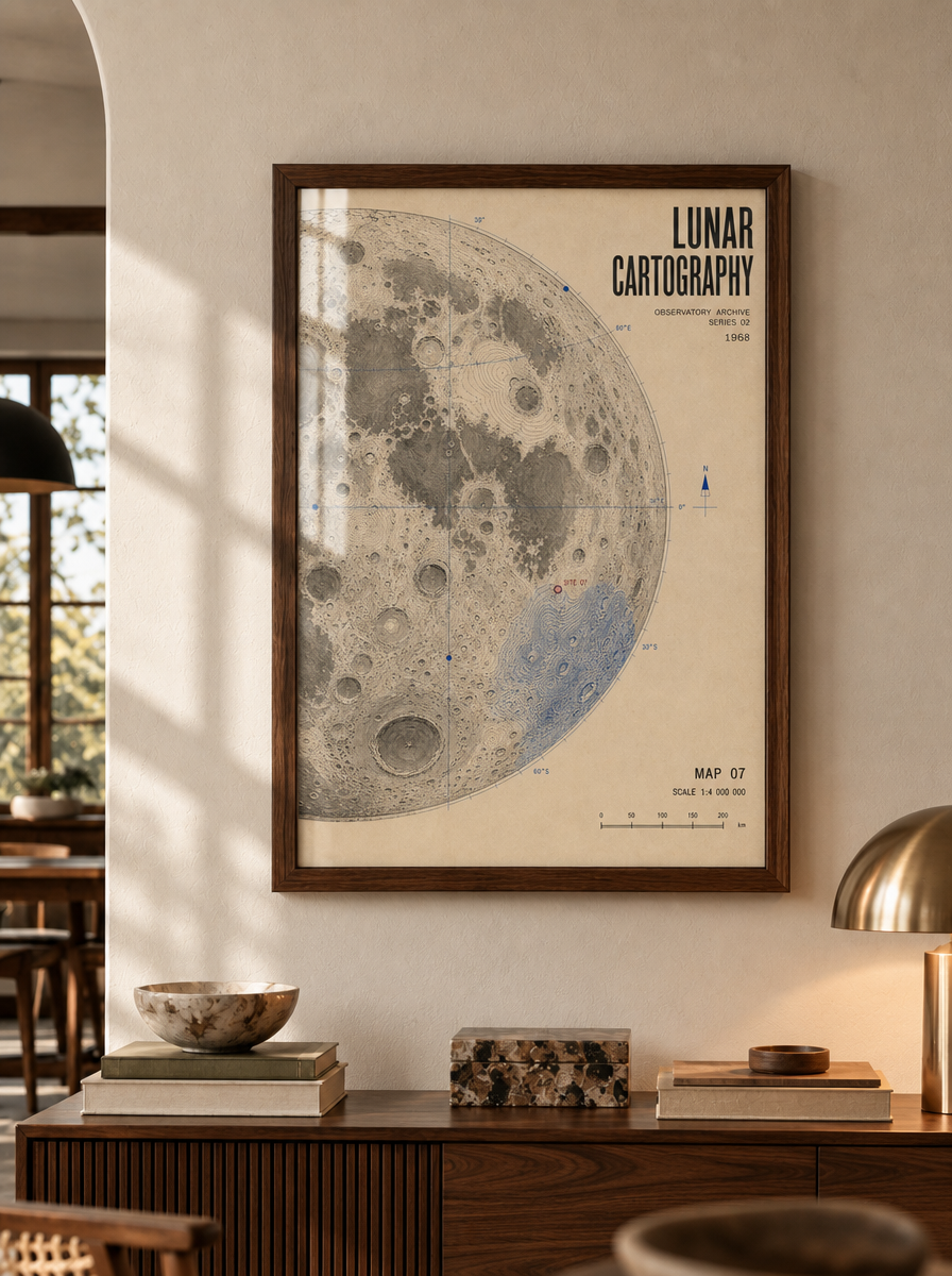 Ay Atlası Vintage Astronomi Duvar Tablosu