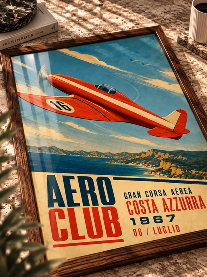 Riviera Uçuşu Vintage Uçak Duvar Tablosu