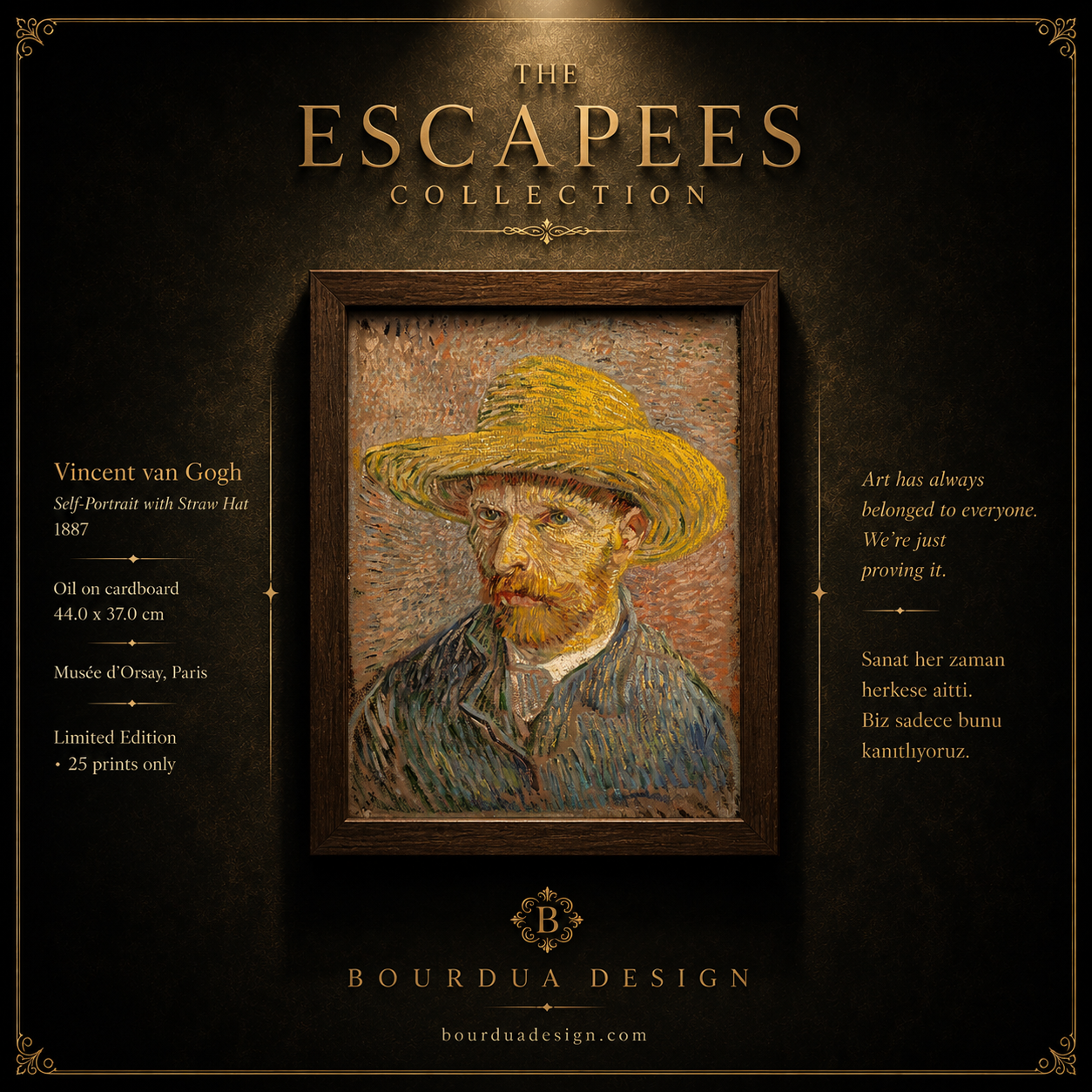 Self-Portrait with Straw Hat — Van Gogh | Limited Edition Print