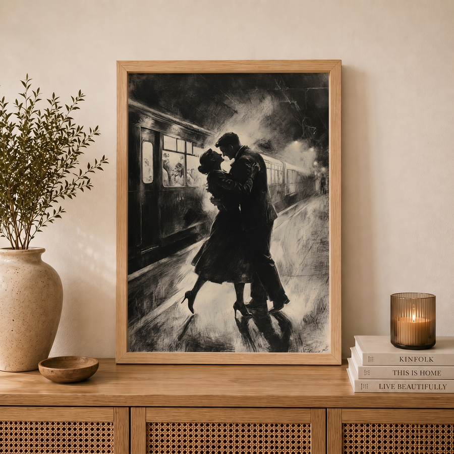 Son Tren | Romantik Siyah Beyaz Duvar Sanatı
