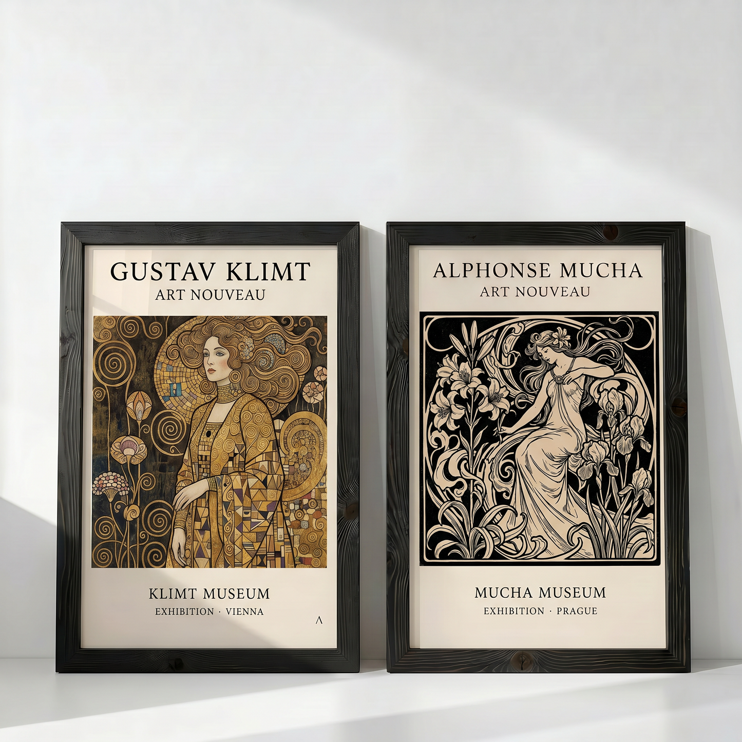 Klimt & Mucha | Art Nouveau İkili Duvar Sanatı