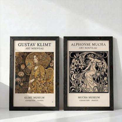Klimt & Mucha | Art Nouveau İkili Duvar Sanatı