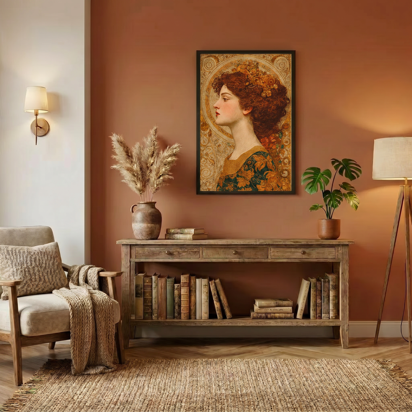 Altın Kadın | Art Nouveau Portre Duvar Sanatı