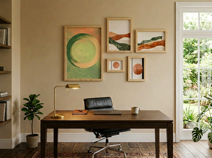 Beşli Odak | 5 Parçalı Galeri Seti | Modern Ofis Duvar Sanatı