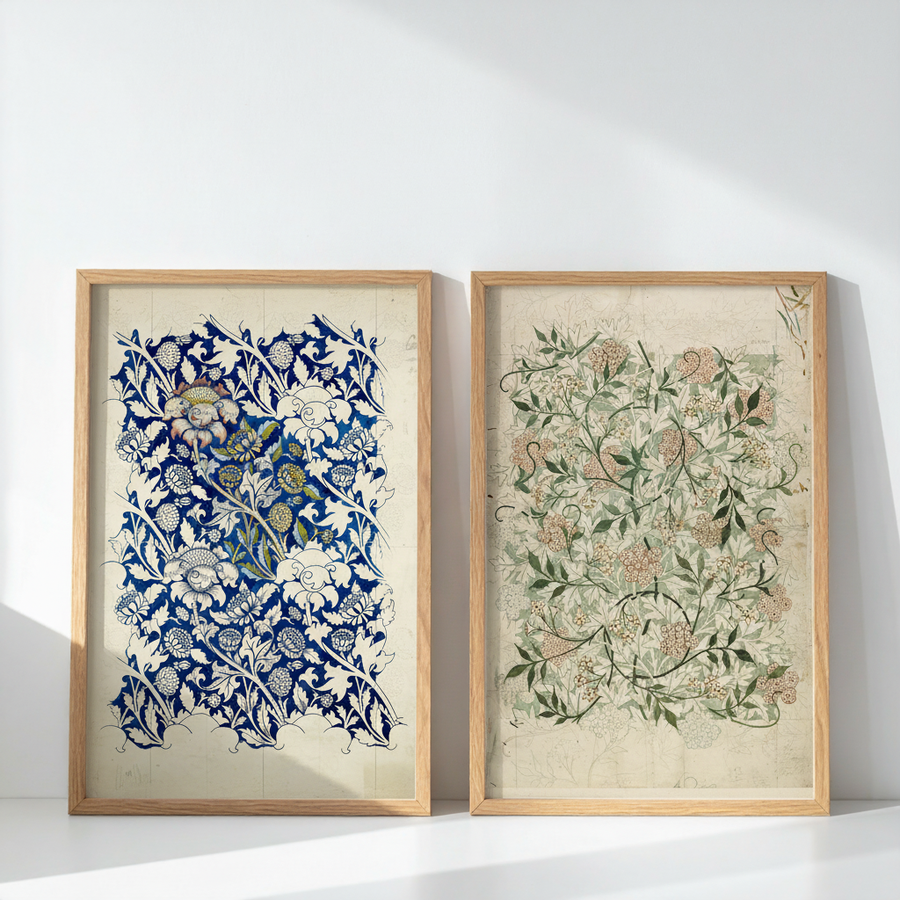 Botanical Blueprint | William Morris Estetik | İkili Botanik Duvar Sanatı
