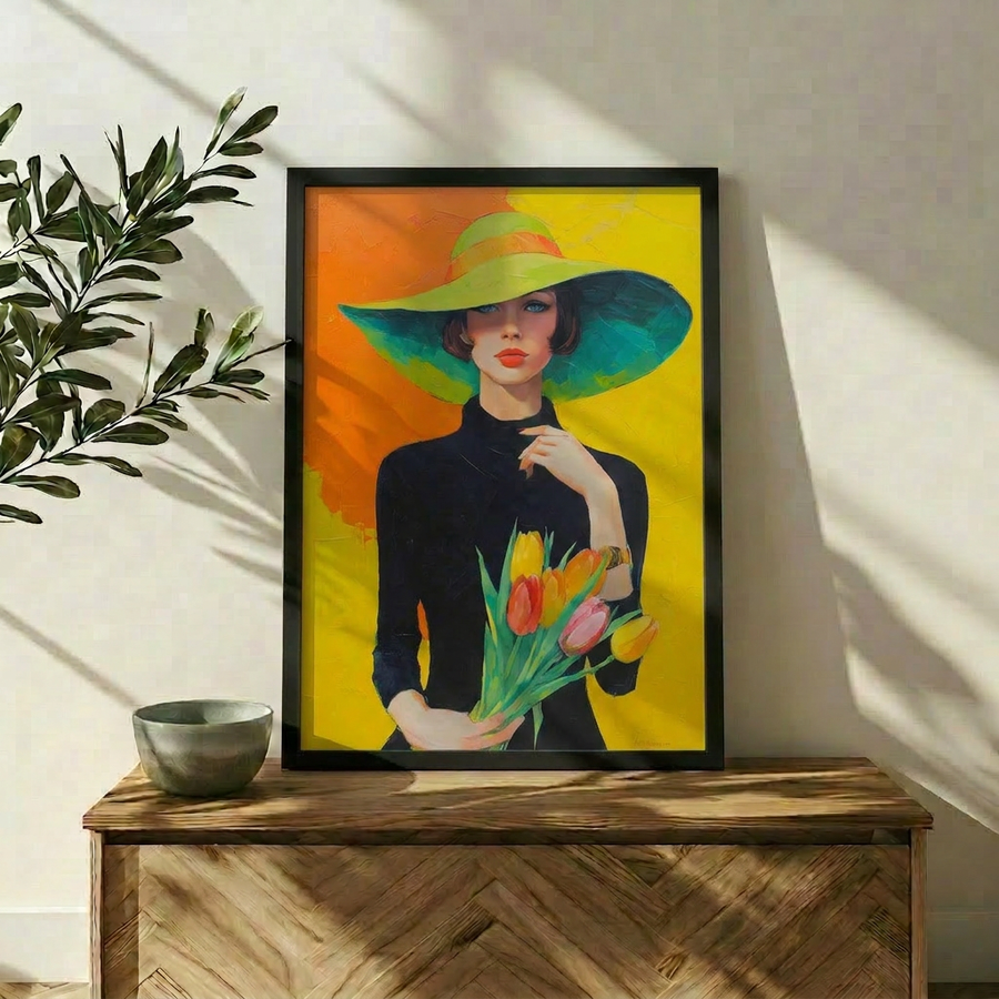 Pop Art Lale | Cesur Renk Kadın Portresi Duvar Sanatı