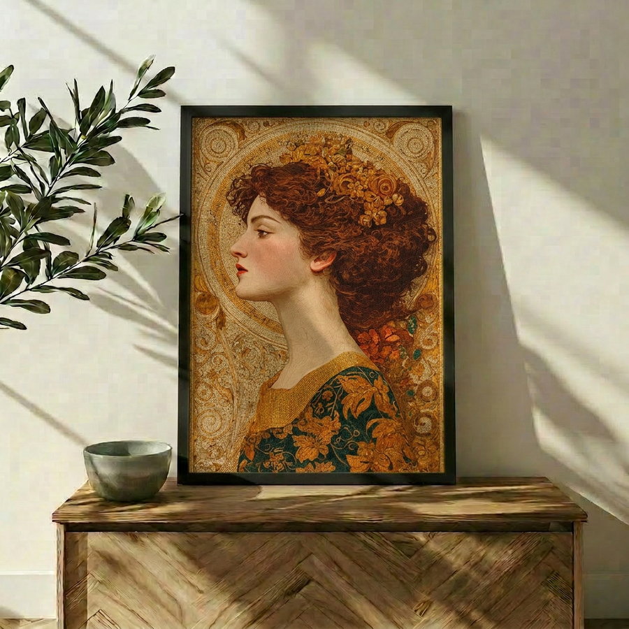 Altın Kadın | Art Nouveau Portre Duvar Sanatı