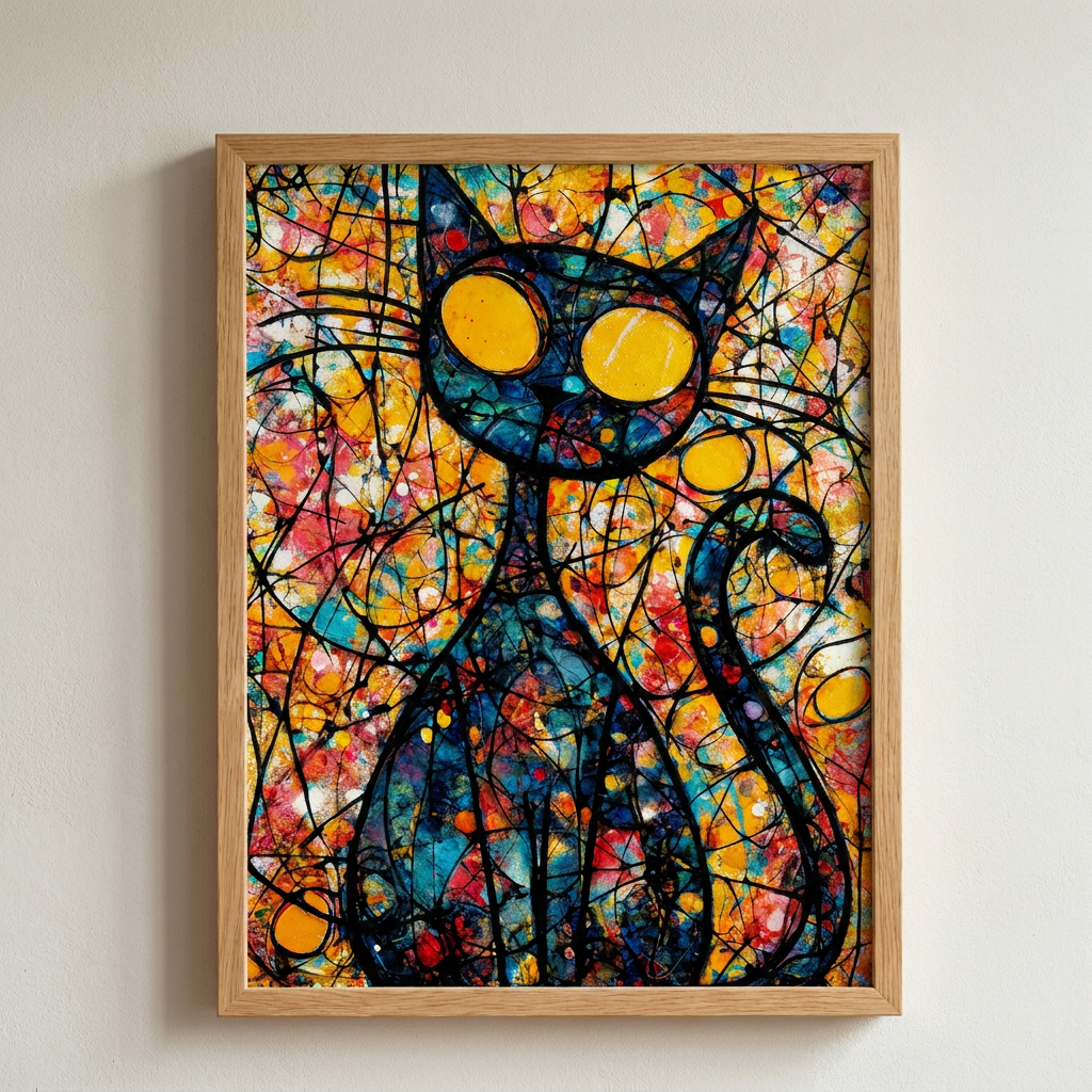 Vitray Kedi | Soyut Pop Art Duvar Sanatı