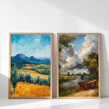Taşranın Huzuru | Pastoral Manzara İkili Set | Duvar Sanatı