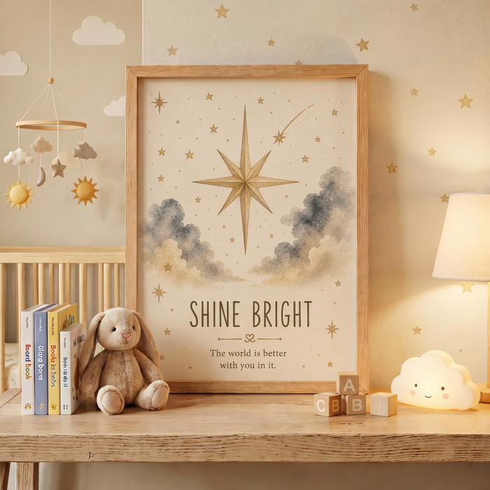 Shine Bright | Çocuk Odası Suluboya Duvar Sanatı