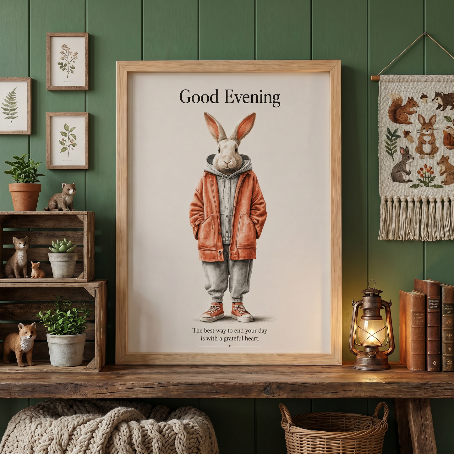 Good Evening | Çocuk Odası Streetwear Tavşan Duvar Sanatı
