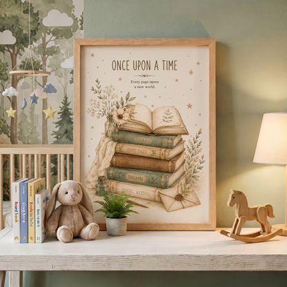 Once Upon a Time | Çocuk Odası Kitap Duvar Sanatı