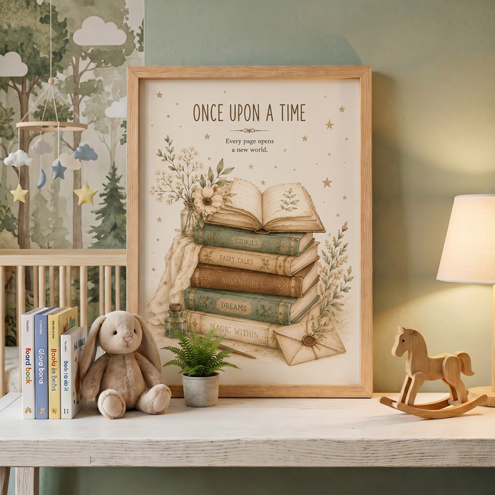Once Upon a Time | Çocuk Odası Kitap Duvar Sanatı