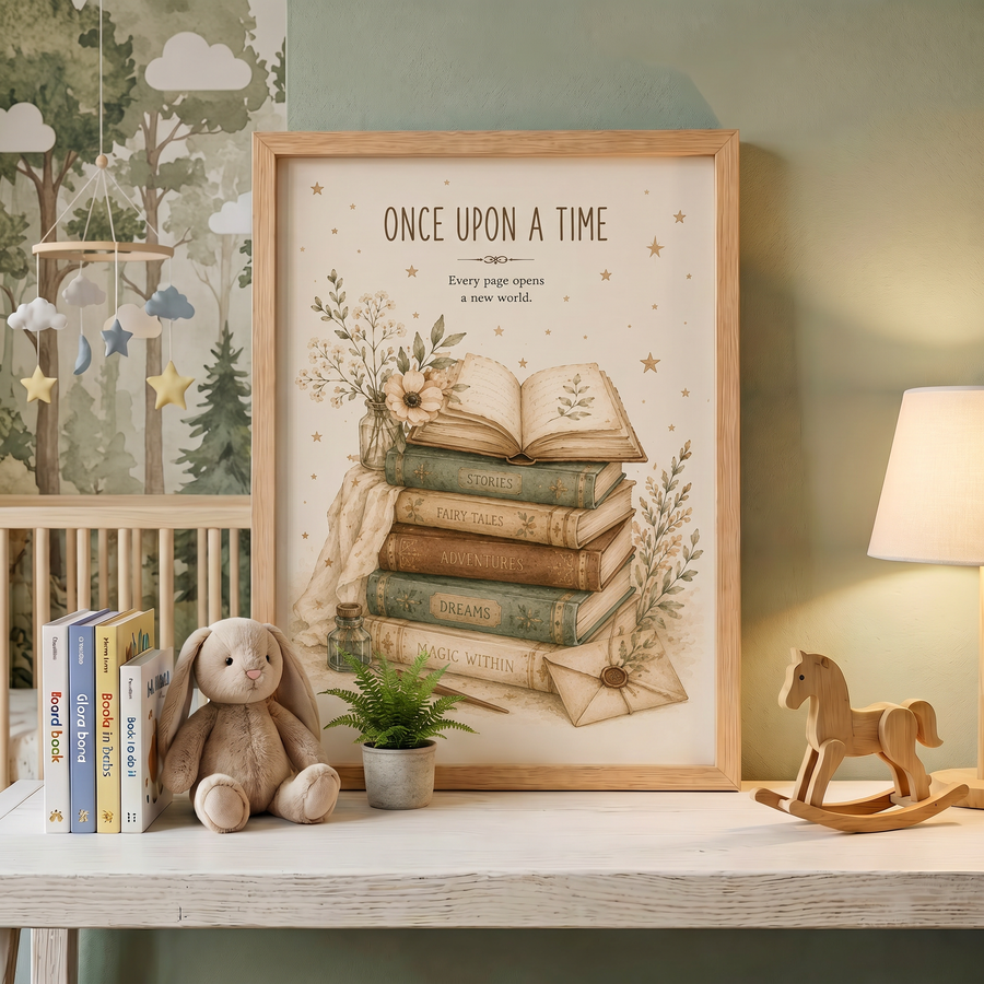 Once Upon a Time | Çocuk Odası Kitap Duvar Sanatı
