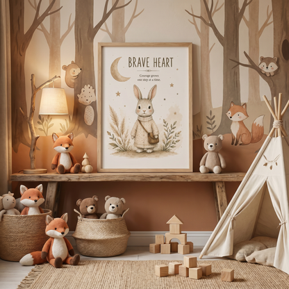 Brave Heart | Çocuk Odası Yavru Tavşan Duvar Sanatı