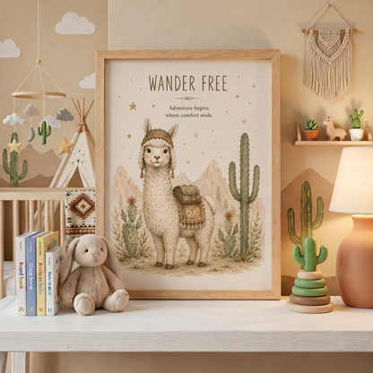 Wander Free | Çocuk Odası Lama Duvar Sanatı