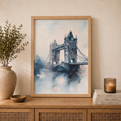 Londra Sisi | Tower Bridge Suluboya | Duvar Sanatı