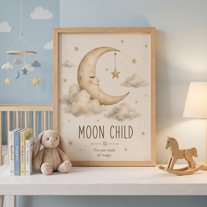 Moon Child | Çocuk Odası Suluboya Duvar Sanatı