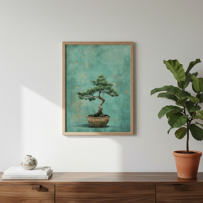 Turkuaz Bonsai | Japon Çam Ağacı Duvar Sanatı